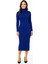 Kadın Boğazlı Triko Elbise – Uzun Fitilli Esnek Dokuma, Tam Kalıp, Kışlık & Baharlık Şık Rahat Stil, 130 cm Midi Boy Elbise - Saks Mavisi 2