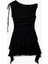 Asimetrik Yaka Kolsuz Büzgülü Slim Fit Mini Elbise 2
