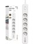 Akım Korumalı Priz, 5&apos;li Priz Soketi, 5x Fiş Soketi, 2x USB Girişi, 2x Type-C Girişi, Dayanıklı Yapı, 2 Metre Kablo Uzunluğu, Aşırı Gerilim Koruyucu Çoğaltıcı (16A/3680W) (Beyaz) 2