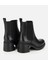 01BOH313160A100 KADIN Deri Siyah Lastik Detaylı Kalın Topuklu Bot 4