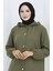 Önden Düğmeli Kapüşonlu Kaşe Kap 0188-04 Haki Yeşil 4