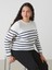 Yeni Sezon Bisiklet Yaka Çizgili Uzun Kollu Kadın Triko Kazak 2