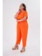 Kadın Büyük Beden 333474 Beli Gipeli Turuncu Tulum 4