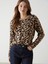 Yeni Sezon Bisiklet Yaka Leopar Desenli Kadın Triko Kazak 1