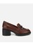01AYH312800A480 KADIN Deri Kahverengi Tokalı Yüksek Topuklu Klasik Loafer 1