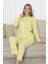 Pamuklu Kalın Kışlık Interlok Şeritli Uzun Kollu Örme Pijama Takımı 1