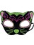 Siyah Kadife Kaplama Üzeri Pembe Yeşil Sim Işlemeli Kedi Maskesi 20X13 cm 2