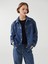 Yeni Sezon Gömlek Yaka Parlak Taşlı Oversize Kadın Jean Ceket 4