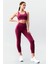 Bordo Yüksek Bel Toparlayıcı Çapraz Sırt Detaylı Slim Fit Kadın Tayt Takım - 95283 7