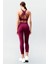 Bordo Yüksek Bel Toparlayıcı Çapraz Sırt Detaylı Slim Fit Kadın Tayt Takım - 95283 10