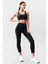 Siyah Yüksek Bel Toparlayıcı Çapraz Sırt Detaylı Slim Fit Kadın Tayt Takım - 95283 6