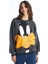 Yeni Sezon Bisiklet Yaka Daffy Duck Baskılı Oversize Kadın Sweatshirt 1