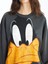 Yeni Sezon Bisiklet Yaka Daffy Duck Baskılı Oversize Kadın Sweatshirt 3