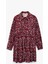 Rahat Kalıp Katlı Düğmeli Çiçekli Uzun Kollu Mini Gömlek Elbise 1