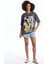 Yeni Sezon Bisiklet Yaka Mickey Mouse Baskılı Kısa Kollu Oversize Kadın Tişört 2