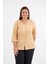 Kadın Büyük Beden Düğme Detaylı Truvakar Kol Camel Bluz 1