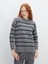 Yeni Sezon Bisiklet Yaka Çizgili Kadın Triko Kazak 1