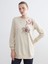 Yeni Sezon Bisiklet Yaka Çiçekli Kadın Sweatshirt Tunik 1