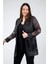 Kadın Büyük Beden Rachel Abiye Bluz Ceket Takım Siyah-Gümüş 7