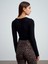 32325 Kayık Yaka Uzun Kollu Top-Siyah 3