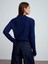 10827 Polo Yaka Ince Triko Bluz-Lacivert 3