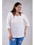 Kadın 1112048 Bürümcüklü Fermuarlı Beyaz Bluz 2