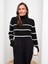 Yeni Sezon Balıkçı Yaka Çizgili Uzun Kollu Kadın Triko Kazak 1
