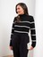 Yeni Sezon Balıkçı Yaka Çizgili Uzun Kollu Kadın Triko Kazak 2