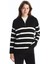 Yeni Sezon Dik Yaka Çizgili Oversize Kadın Triko Kazak 1