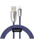 Torch Serisi Alaşım Örgü Tasarım 1.5A 2 Metre Şarj Kablosu Mavi 1