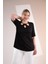 Kadın 1112053 Büyük Beden Yaka Detaylı Bluz Siyah 1