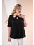 Kadın 1112053 Büyük Beden Yaka Detaylı Bluz Siyah 6