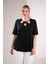 Kadın 1112053 Büyük Beden Yaka Detaylı Bluz Siyah 7
