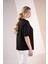 Kadın 1112053 Büyük Beden Yaka Detaylı Bluz Siyah 8