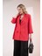 Kadın Büyük Beden Cepli Kırmızı Ceket 4