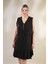 Kadın Büyük Beden Eteği Pileli Siyah Elbise 1