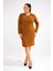 Kadın Büyük Beden Yaka Detaylı Kahverengi Elbise 1