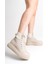 Kadın Platform Kalın Taban Bağcıklı Triko Detaylı Günlük Bot & Bootie 1