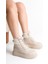 Kadın Platform Kalın Taban Bağcıklı Triko Detaylı Günlük Bot & Bootie 2