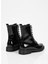 Bağcıklı Fermuarlı Kaymaz Tabanlı Siyah Cilt Kadın Bot 4