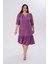 Kadın Büyük Beden Yaka Bağçıklı Uzun Mor Elbise 2