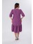 Kadın Büyük Beden Yaka Bağçıklı Uzun Mor Elbise 8