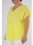 Kadın Büyük Beden V Yaka Sarı Bluz 1
