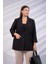 Kadın Büyük Beden Cepli Siyah Ceket 4
