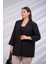 Kadın Büyük Beden Cepli Siyah Ceket 5