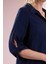 Kadın Büyük Beden Kol Yırtmaç Detaylı Lacivert Bluz 3