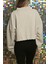 Kadın Baskılı Kuş Gözü Detaylı Kalın Şık Modern Crop Sweatshirt 4