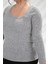 Kadın Büyük Beden Asimetrik Yaka Bluz Gri 4