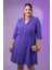 Kadın 33371 Önü Düğmeli Gömlek Mor Elbise 8