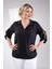 Kadın Büyük Beden Kol Yırtmaç Detaylı Siyah Bluz 7